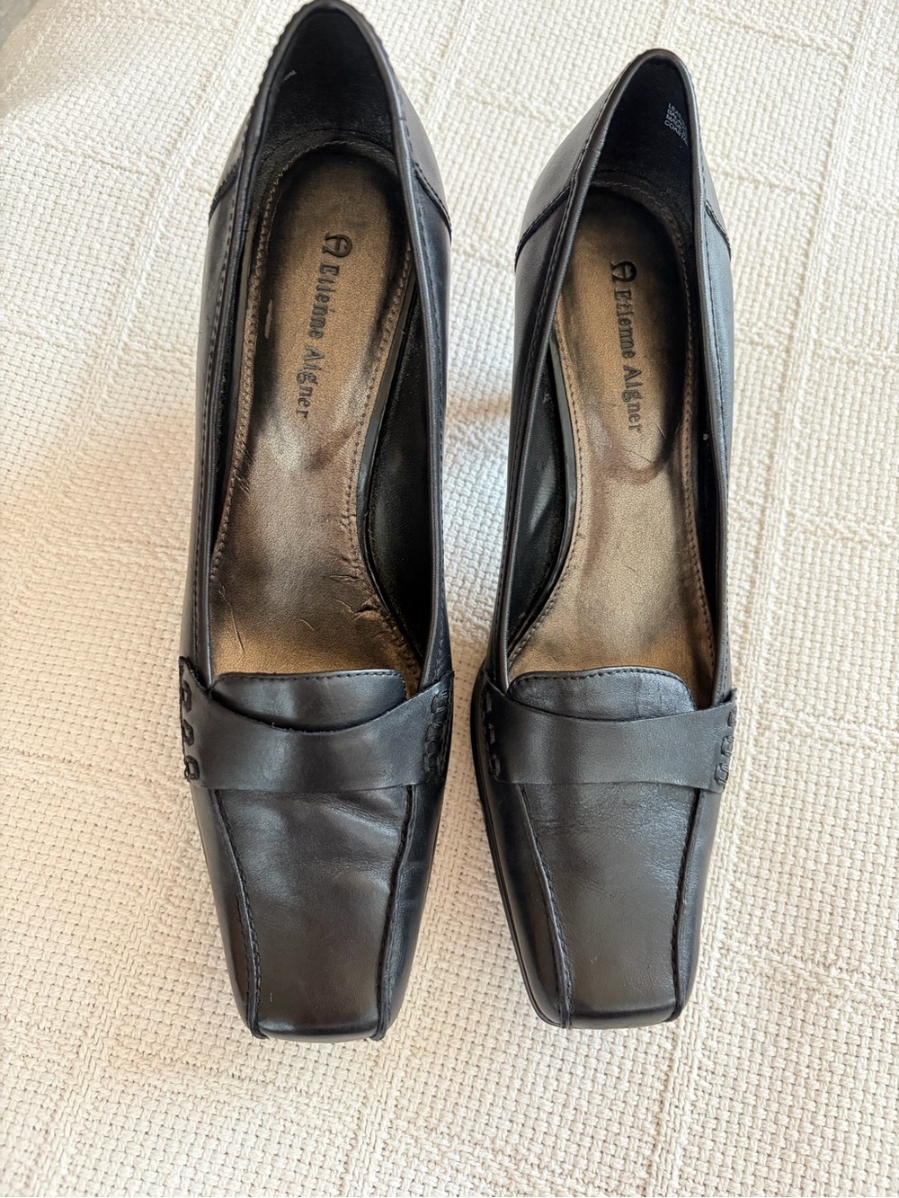 Etienne Aigner Black Leather Loafer Pumps 8.5 M